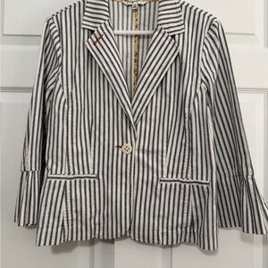CAbi Striped Blazer with Button Detail